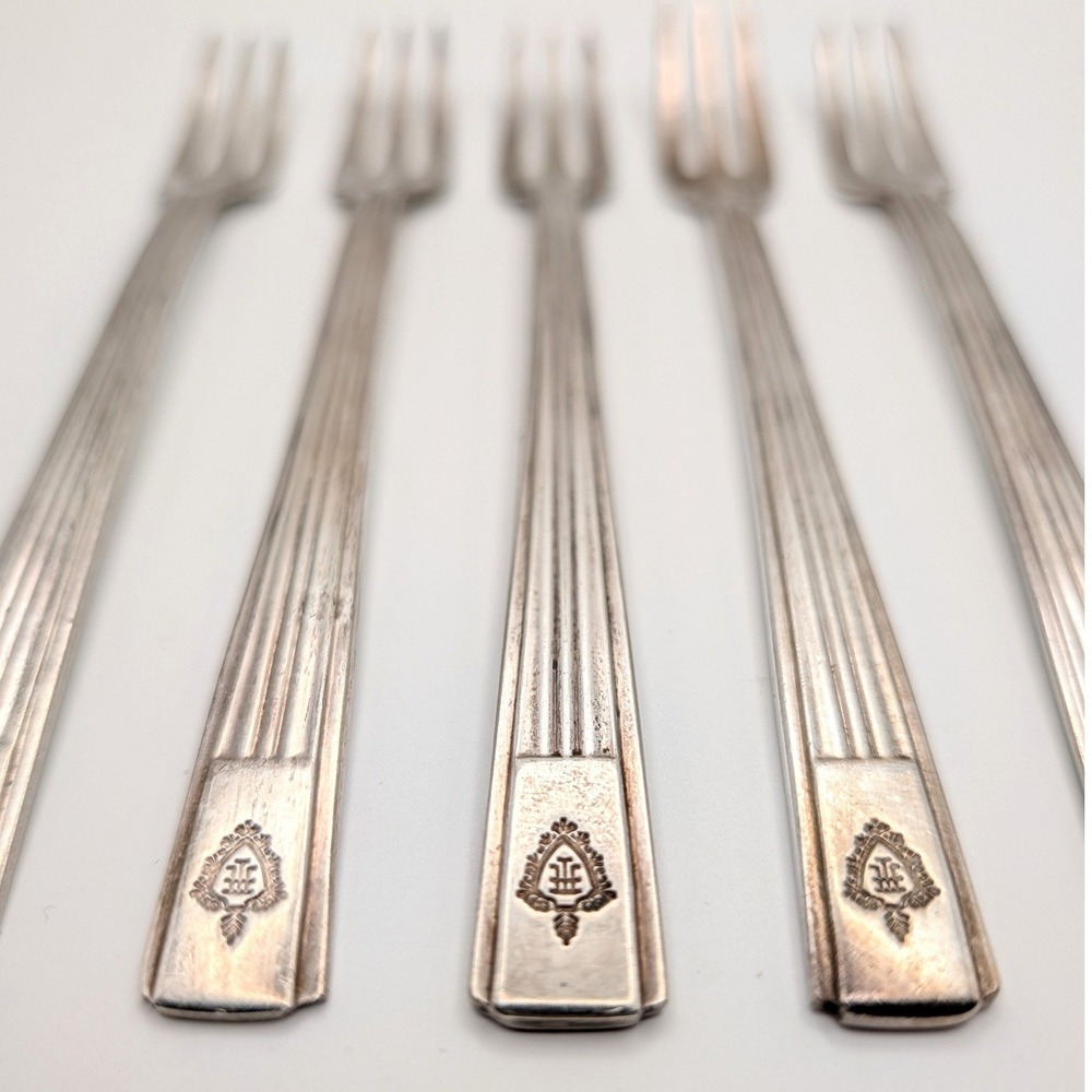 Vintage Hilton Hotel Cocktail Forks Set of 5 IS Co. Silverplate 5.75"